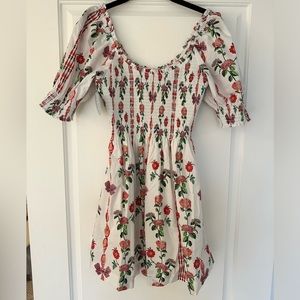 Hill House naia nap dress in red shell vine stripe XS